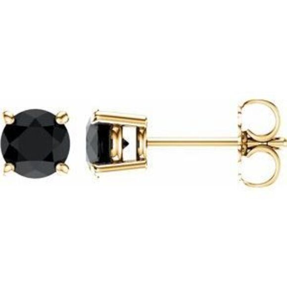 14K Yellow 5 mm Natural Black Onyx Stud Earrings,All Products : American Fashion Style Bags On Sale